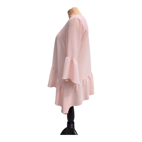Gibson Pink Asymmetrical Ruffle Blouse Top Women XS Pale Pink Flowy CottageCore - Picture 2 of 7